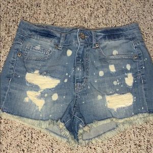 Lightly Distressed Denim Shorts